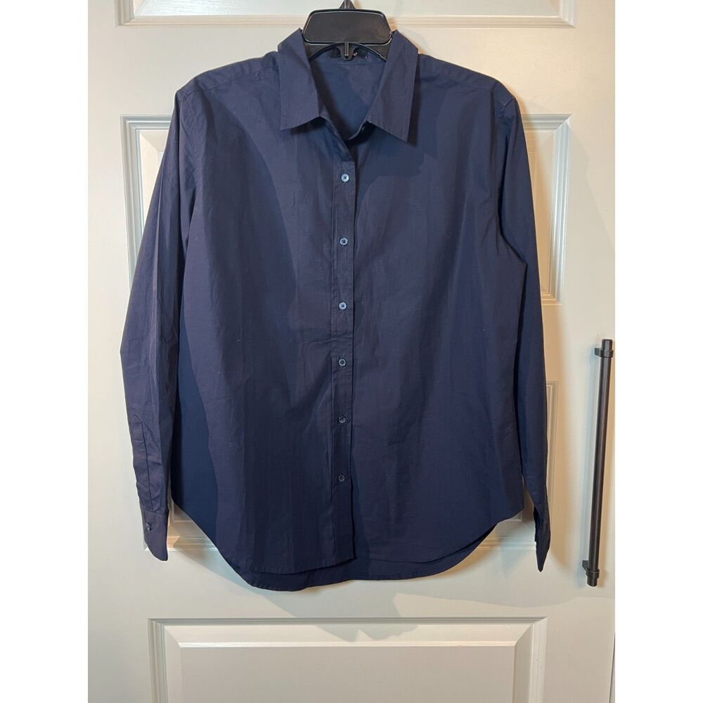 Quince Navy Blue Cotton Button-Down Shirt Medium NWT